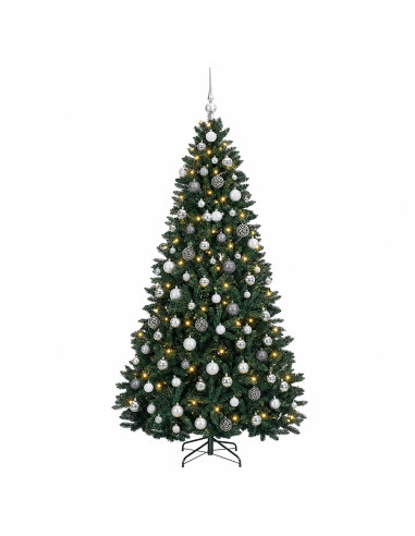 Albero di Natale artificiale verde scuro con palline 210 cm