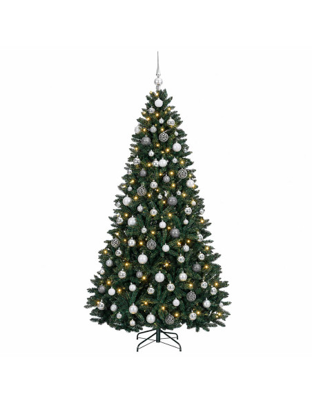 Albero di Natale artificiale verde scuro con palline 210 cm
