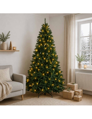 Albero di Natale Artificiale con Rami Pieghevoli 240 cm 600 LED