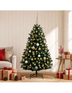 Albero di Natale artificiale verde scuro con palline 180 cm