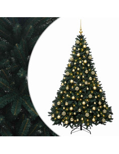 Albero di Natale artificiale verde scuro con palline 180 cm