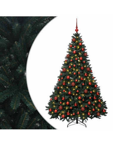 Albero di Natale artificiale verde scuro con palline 180 cm