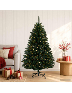 Albero di Natale Artificiale con Rami Pieghevoli 150 cm 150 LED