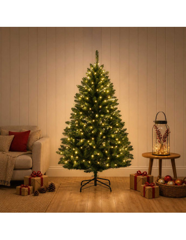 Albero di Natale Artificiale con Rami Pieghevoli 120 cm 150 LED