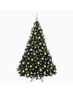 Albero di Natale artificiale verde scuro con palline 180 cm 2
