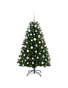 Albero di Natale artificiale verde medio con palline 150 cm 2
