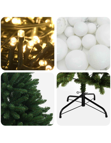Albero di Natale artificiale verde medio con palline 150 cm