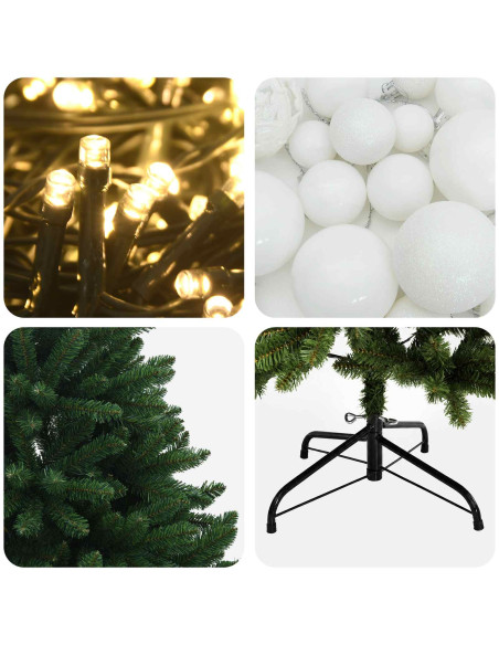 Albero di Natale artificiale verde medio con palline 150 cm
