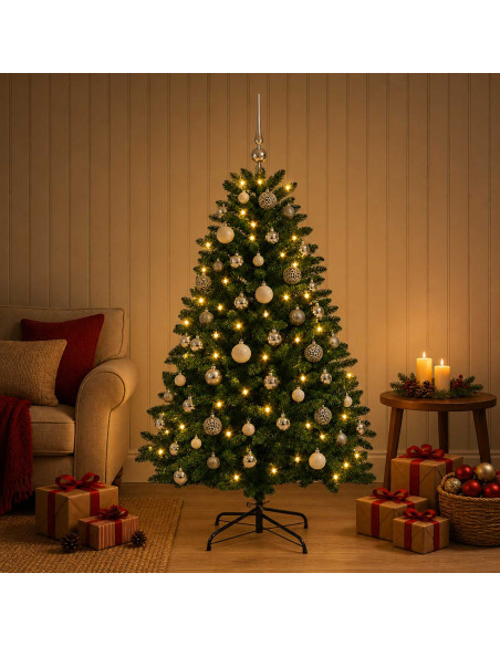 Albero di Natale artificiale verde medio con palline 120 cm