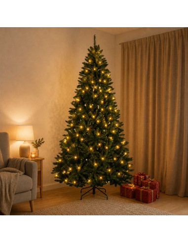 Albero di Natale Artificiale con Rami Pieghevoli 240 cm 600 LED