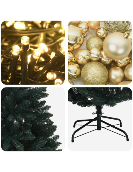 Albero di Natale artificiale verde scuro con palline 180 cm