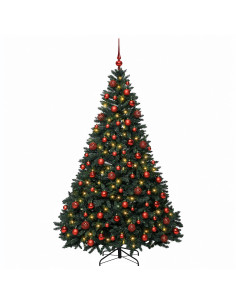 Albero di Natale artificiale verde scuro con palline 180 cm 2