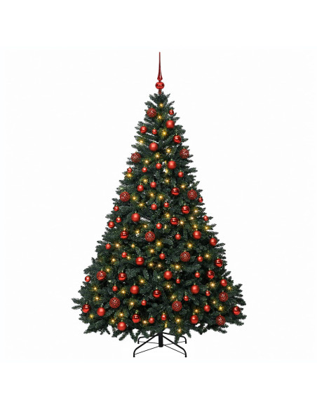 Albero di Natale artificiale verde scuro con palline 180 cm