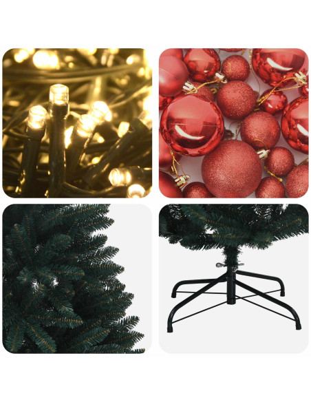 Albero di Natale artificiale verde scuro con palline 180 cm