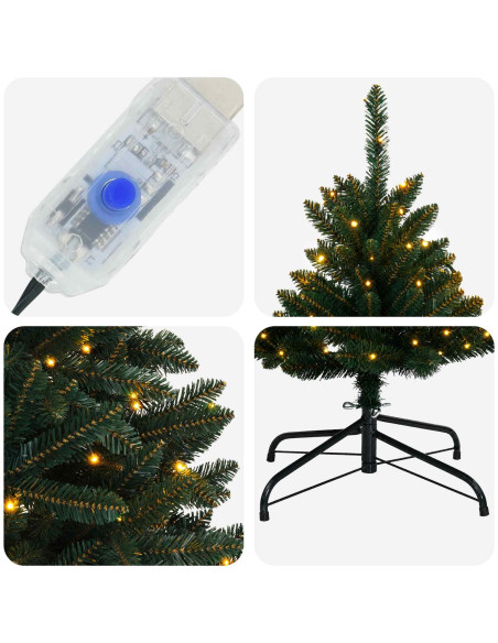 Albero di Natale Artificiale con Rami Pieghevoli 210 cm 400 LED