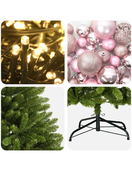 Albero di Natale artificiale verde chiaro con palline 180 cm