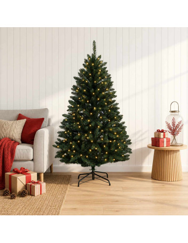 Albero di Natale Artificiale con Rami Pieghevoli 120 cm 150 LED