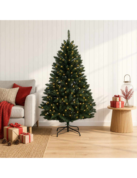 Albero di Natale Artificiale con Rami Pieghevoli 120 cm 150 LED