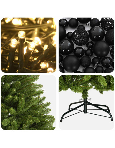 Albero di Natale artificiale verde chiaro con palline 180 cm