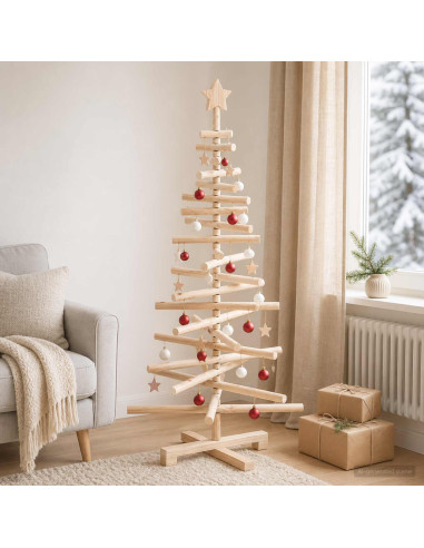 Albero di Natale in legno KOTKA 120 cm Legno Massello di Pino