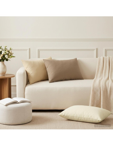 Cuscino da Lanciare 2 pz HEERLEN Beige 50 x 75 cm Poliestere