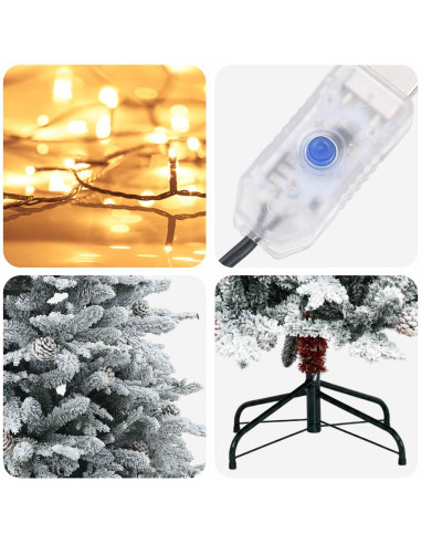 Albero di Natale Artificiale con Rami Pieghevoli 210 cm 300 LED
