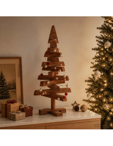 Albero di Natale in legno KOTKA 60 cm Legno Massello di Pino