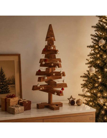 Albero di Natale in legno KOTKA 60 cm Legno Massello di Pino