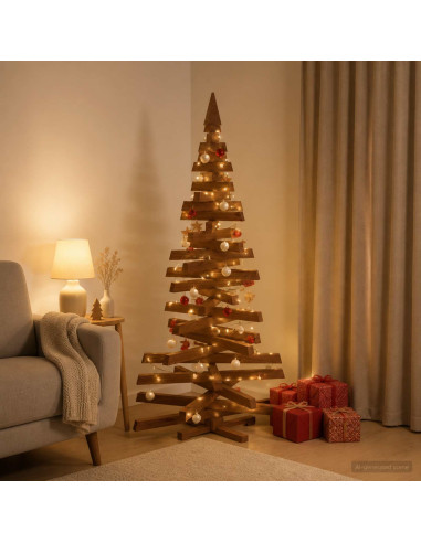 Albero di Natale in legno KOTKA 150 cm Legno Massello di Pino