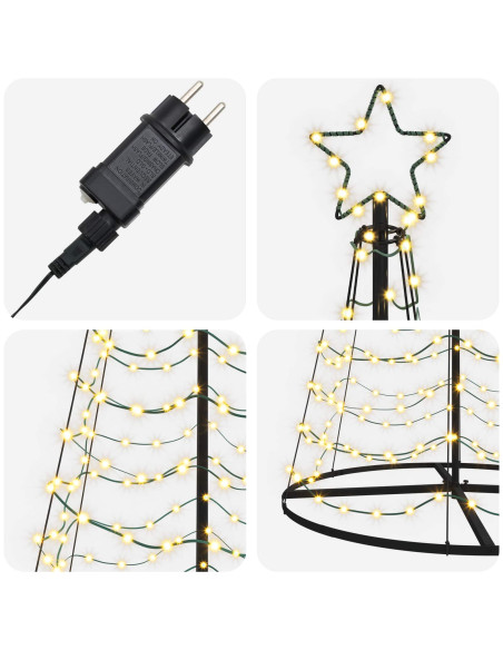 Albero di Natale LED a spirale con base EKENAS 250 cm 370 LED