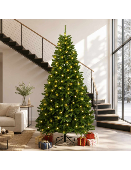 Albero di Natale Artificiale con Rami Pieghevoli 270 cm 600 LED