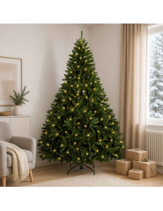 Albero di Natale Artificiale con Rami Pieghevoli 240 cm 600 LED