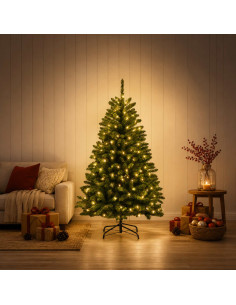 Albero di Natale Artificiale con Rami Pieghevoli 150 cm 150 LED