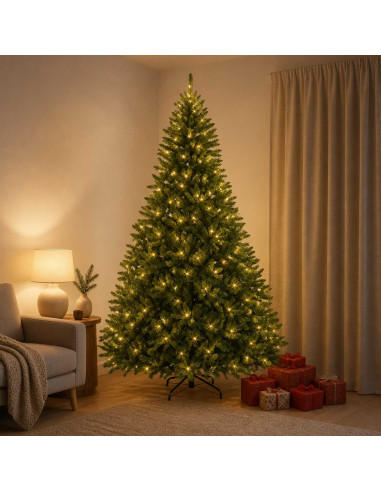 Albero di Natale Artificiale con Rami Pieghevoli 240 cm 600 LED