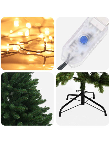Albero di Natale Artificiale con Rami Pieghevoli 240 cm 300 LED