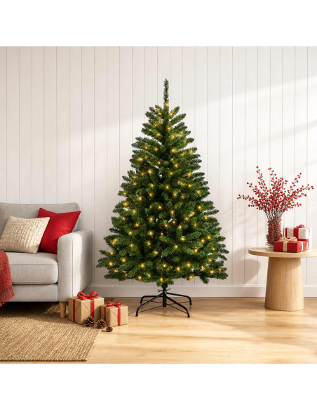 Albero di Natale Artificiale con Rami Pieghevoli 150 cm 150 LED