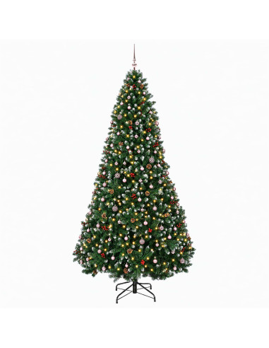 Albero di Natale artificiale verde con palline 300 cm 600 LED