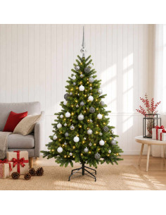 Albero di Natale artificiale con palline 150 cm 150 LED