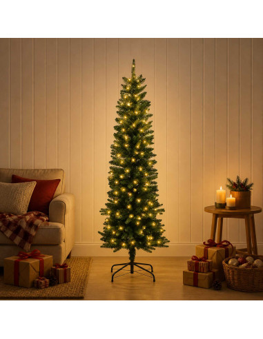 Albero di Natale Artificiale Sottile 120 cm 150 LED