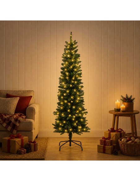 Albero di Natale Artificiale Sottile 120 cm 150 LED