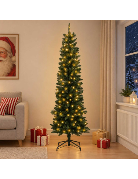 Albero di Natale Artificiale Sottile 120 cm 150 LED