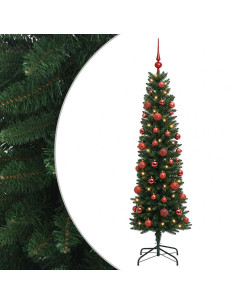 Albero di Natale Artificiale Slim con Palline 150 cm 150 LED 2