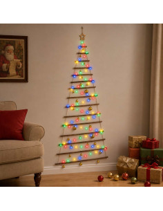 Albero di Natale appeso con palle 210 cm 130 LED Multicolore