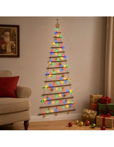 Albero di Natale appeso con palle 210 cm 130 LED Multicolore