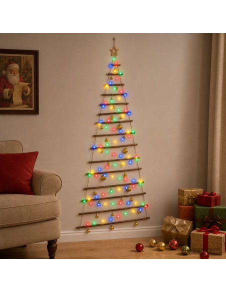 Albero di Natale appeso con palle 210 cm 130 LED Multicolore