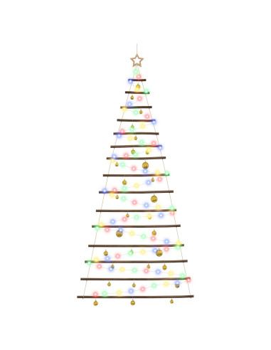 Albero di Natale appeso con palle 210 cm 130 LED Multicolore