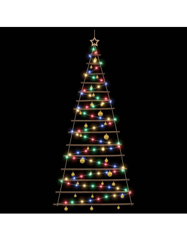 Albero di Natale appeso con palle 210 cm 130 LED Multicolore