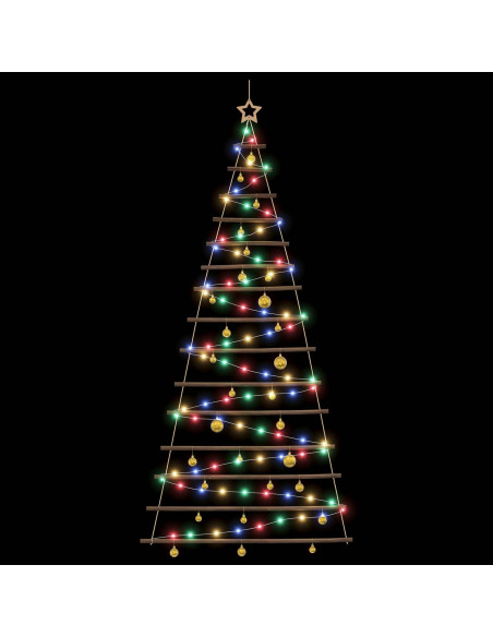 Albero di Natale appeso con palle 210 cm 130 LED Multicolore
