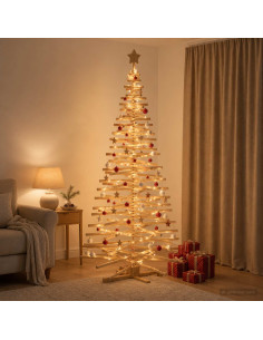 Albero di Natale in legno KOTKA 210 cm Legno Massello di Pino