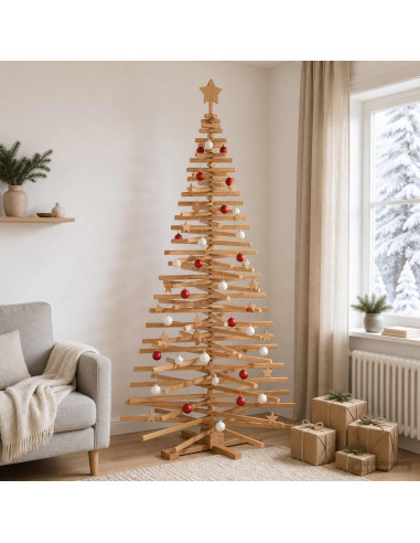 Albero di Natale in legno KOTKA 210 cm Legno Massello di Pino